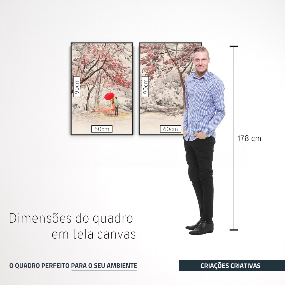 Quadro decorativo Cerejeiras - com 2 quadros