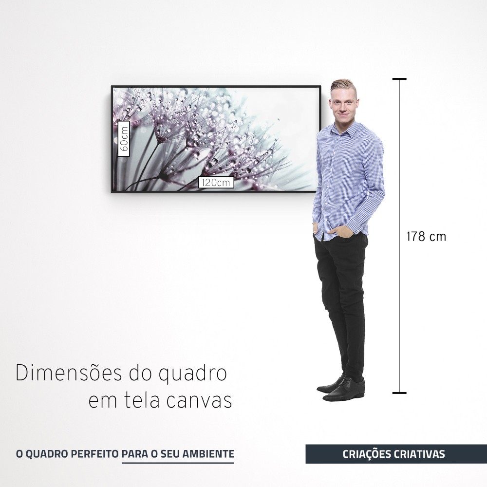 Quadro decorativo Dente de Leão com orvalho - versão panorâmica