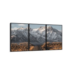 Quadro decorativo estrada e montanhas - com 3 quadros