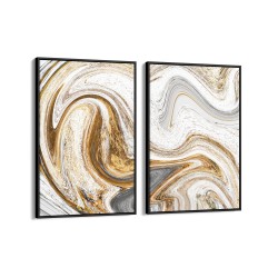 Quadro decorativo ouro branco - com 2 quadros