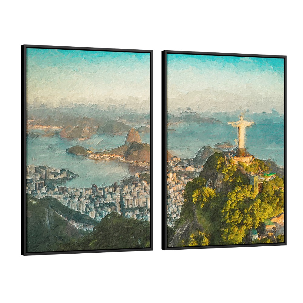 Quadro decorativo rio - com 2 quadros