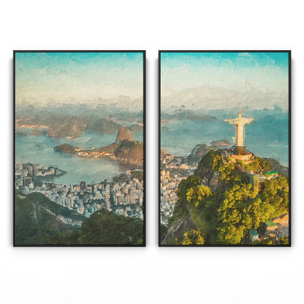 Quadro decorativo rio - com 2 quadros