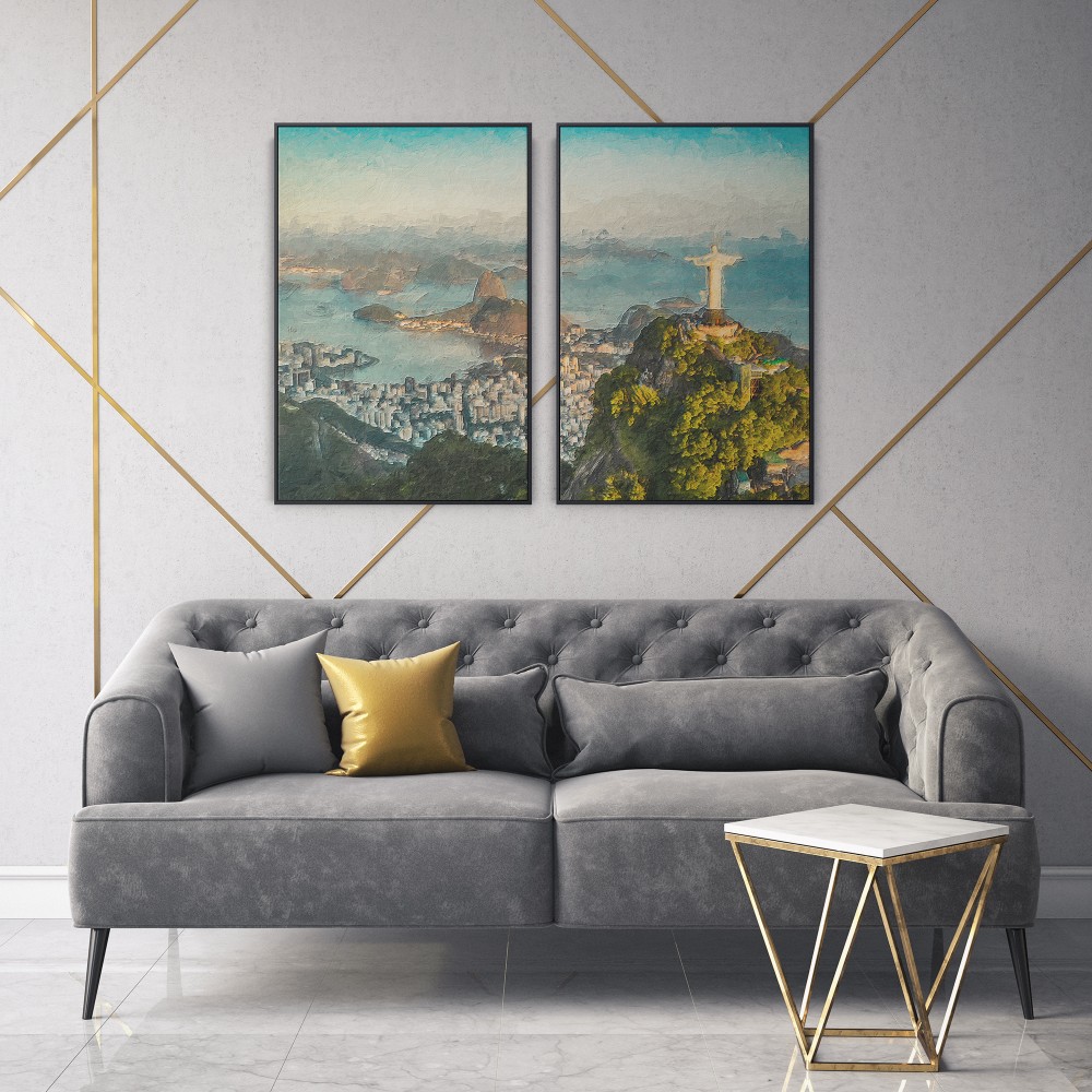 Quadro decorativo rio - com 2 quadros