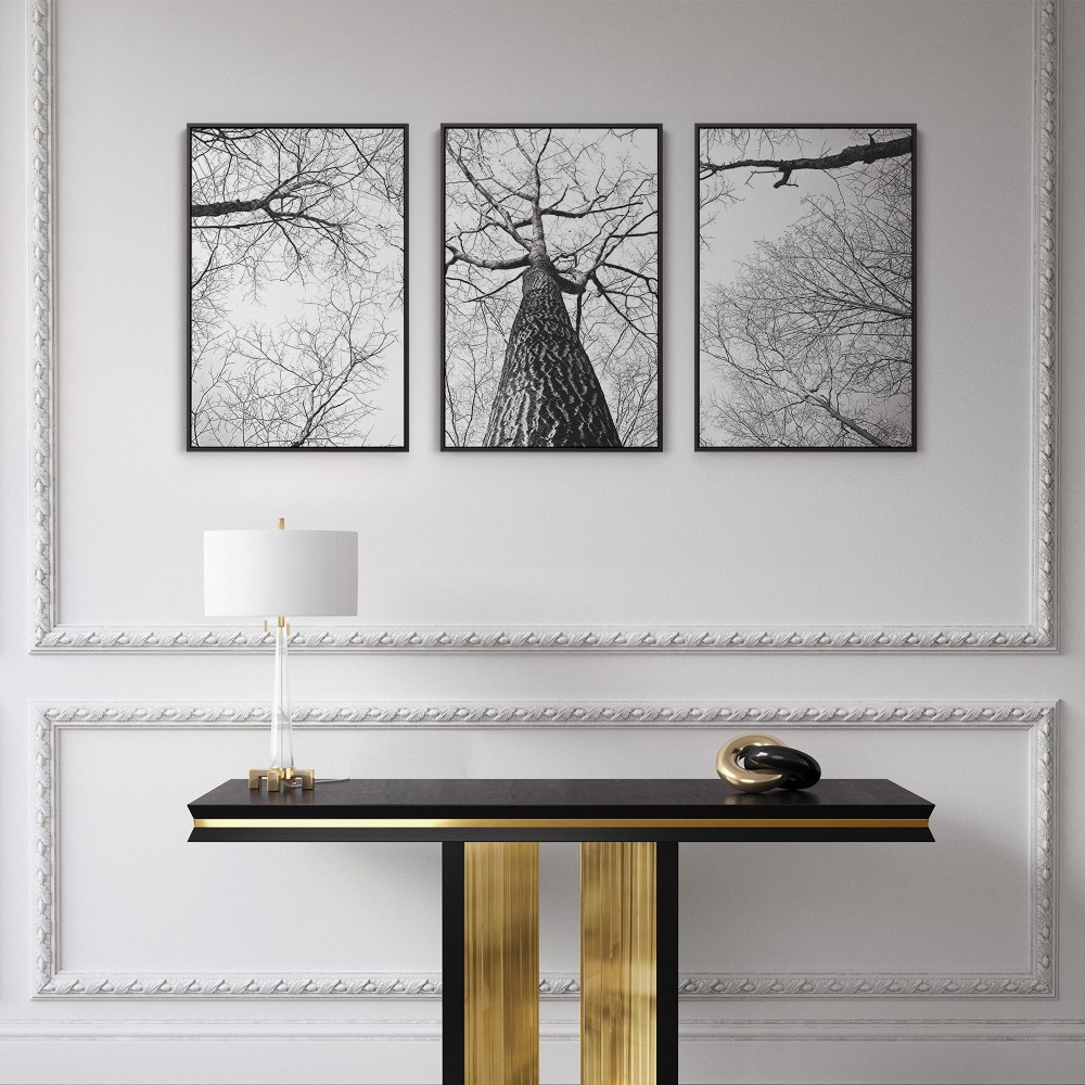 Quadro decorativo A árvore e o tempo - com 3 quadros