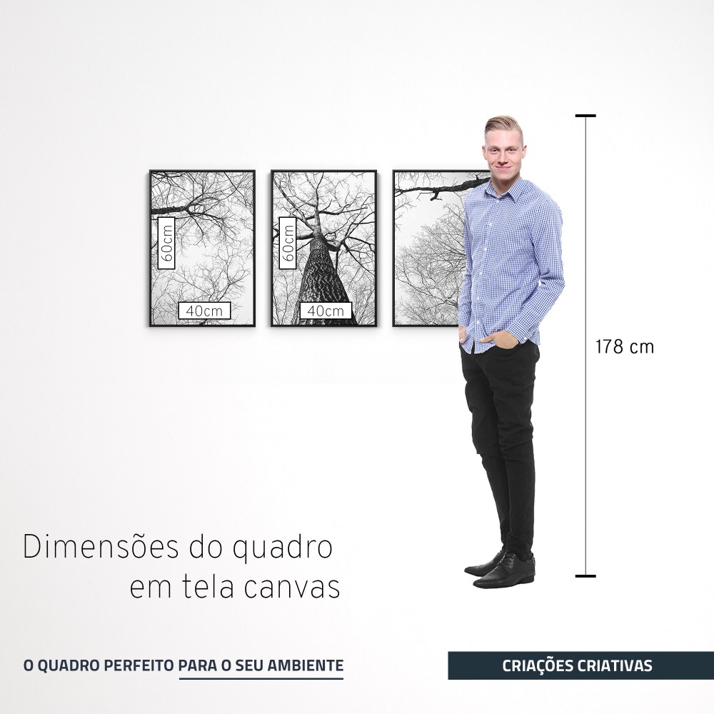 Quadro decorativo A árvore e o tempo - com 3 quadros