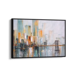 Quadro decorativo cidade e ponte