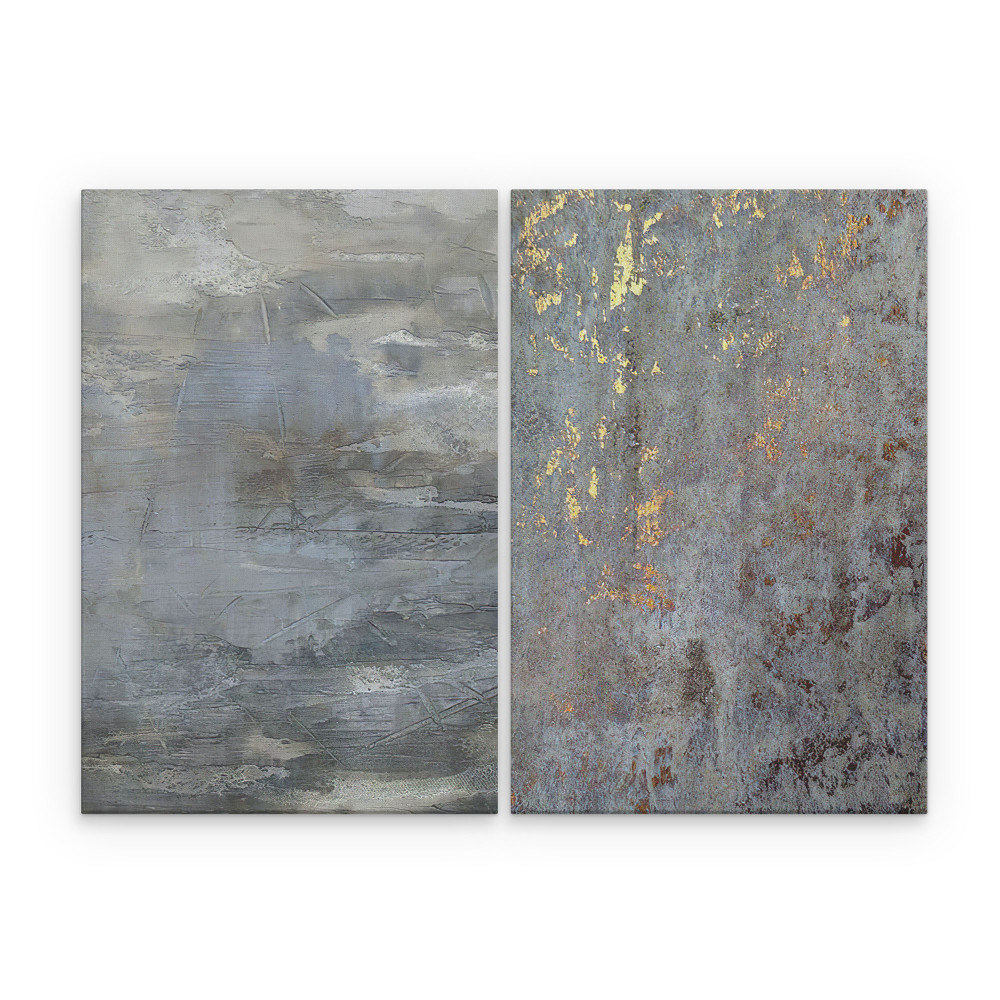 Texturas Abstratas Em Cinza E Dourado Conjunto De 2 Telas Decorativas Criacoes Criativas Telas em conjunto ou avulsas de diversos tamanhos e estilos, com imagens realistas em tecido canvas para decoração. texturas abstratas em cinza e dourado conjunto de 2 telas decorativas