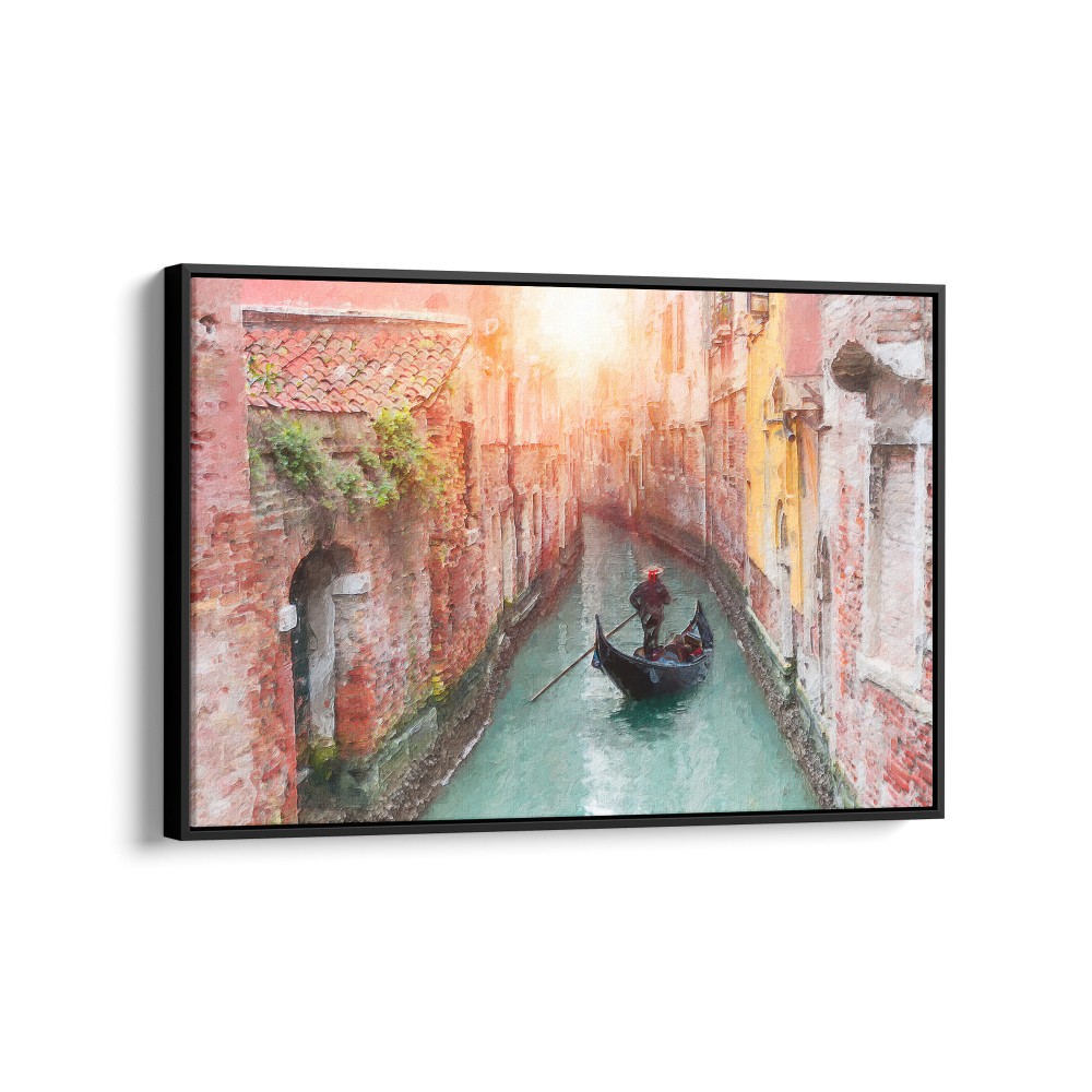 Quadro decorativo gôndola em um canal de veneza