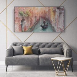 Quadro decorativo gôndola em um canal de veneza - versão panorâmica Quadro decorativo gôndola em um canal de veneza - versão panorâmica