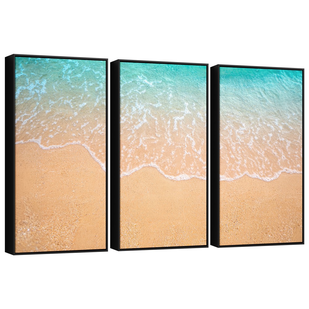 Quadro decorativo Areia e mar - com 3 quadros