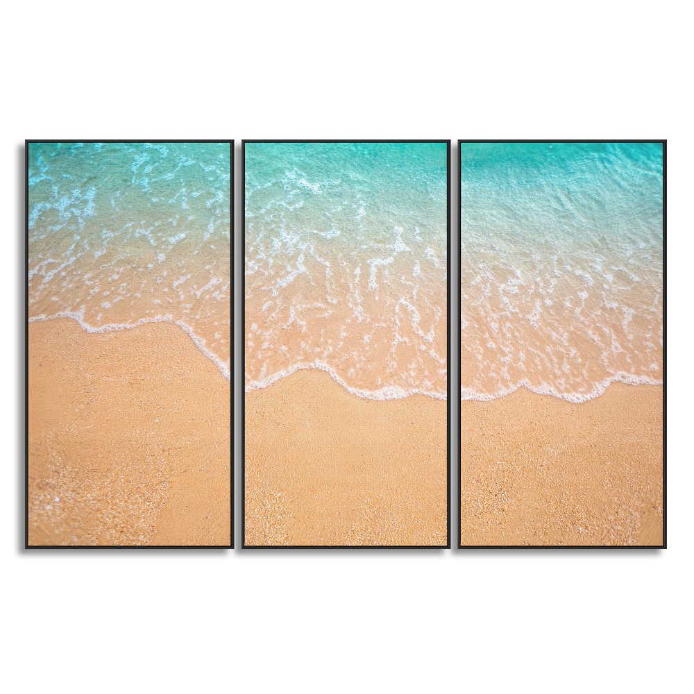 Quadro decorativo Areia e mar - com 3 quadros
