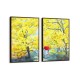 Quadro decorativo árvore de folhas amarelas - com 2 quadros