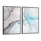 Quadro decorativo abstrato azul e cinza - com 2 quadros