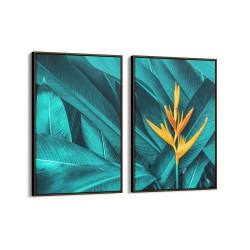 Quadro decorativo folhagem tropical - com 2 quadros