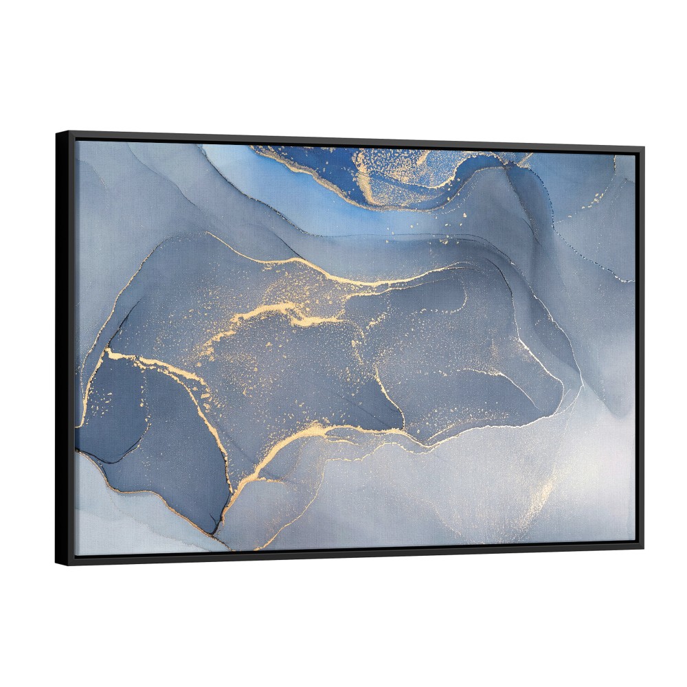 Quadro decorativo abstrato azul e dourado