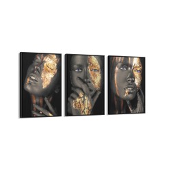 Quadro decorativo faces da beleza - com 3 quadros Quadro decorativo faces da beleza - com 3 quadros