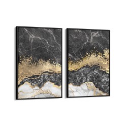 Quadro decorativo mámore negro - com 2 quadros