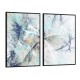 Quadro decorativo arte fractal azul amarelo e branco - com 2 quadros