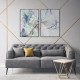 Quadro decorativo arte fractal azul amarelo e branco - com 2 quadros