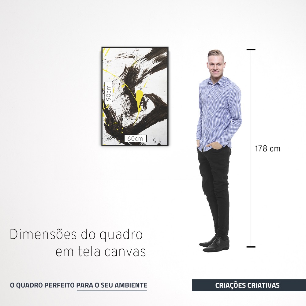 Quadro decorativo Traços em preto e amarelo