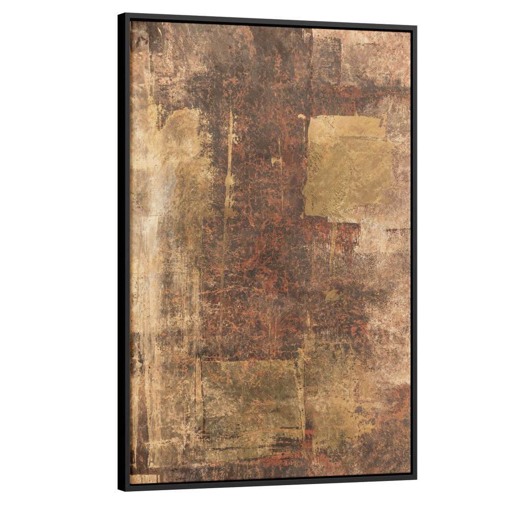 Quadro decorativo abstrato terroso e dourado