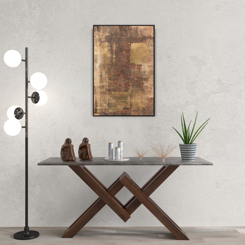 Quadro decorativo abstrato terroso e dourado