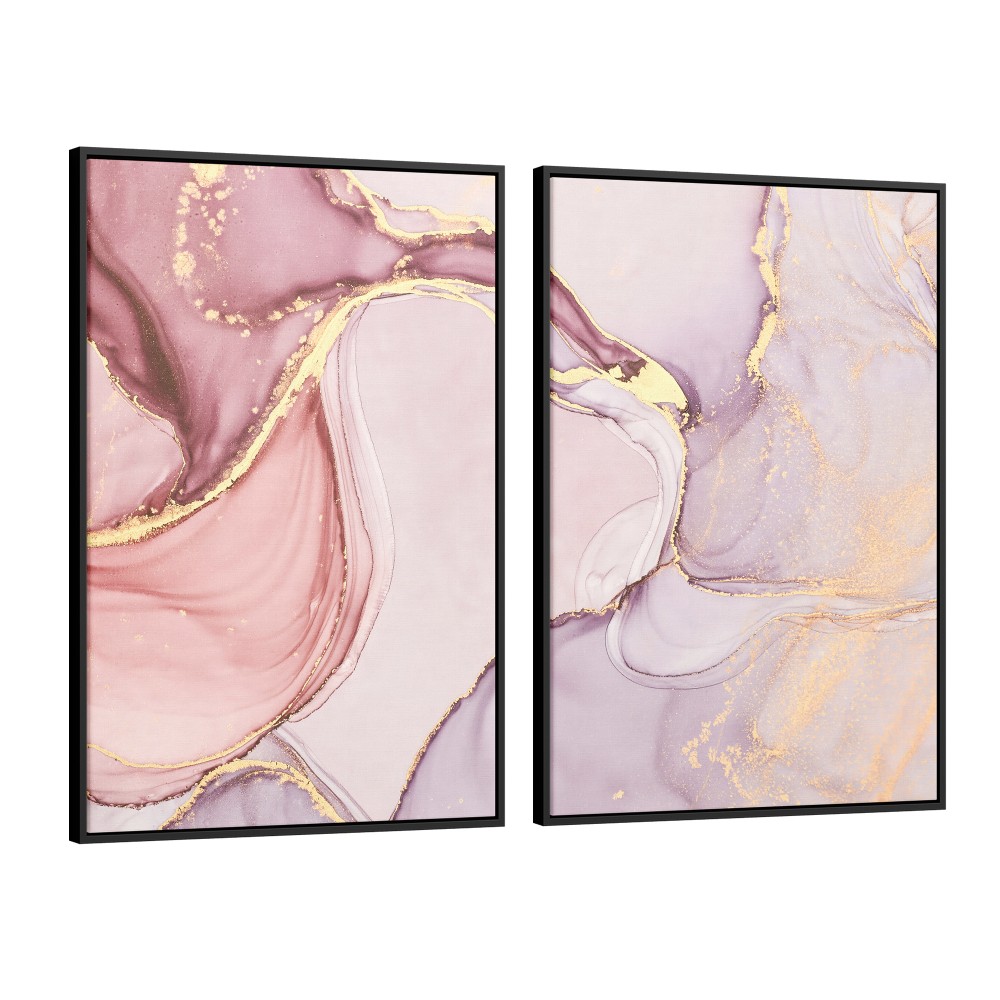 Quadro decorativo abstrato rosé - com 2 quadros