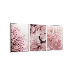 Quadro decorativo flores rosé - com 3 quadros Quadro decorativo flores rosé - com 3 quadros