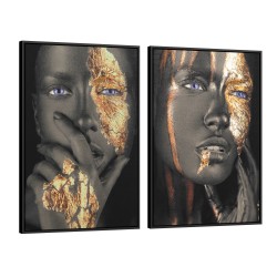 Quadro decorativo golden look - com 2 quadros