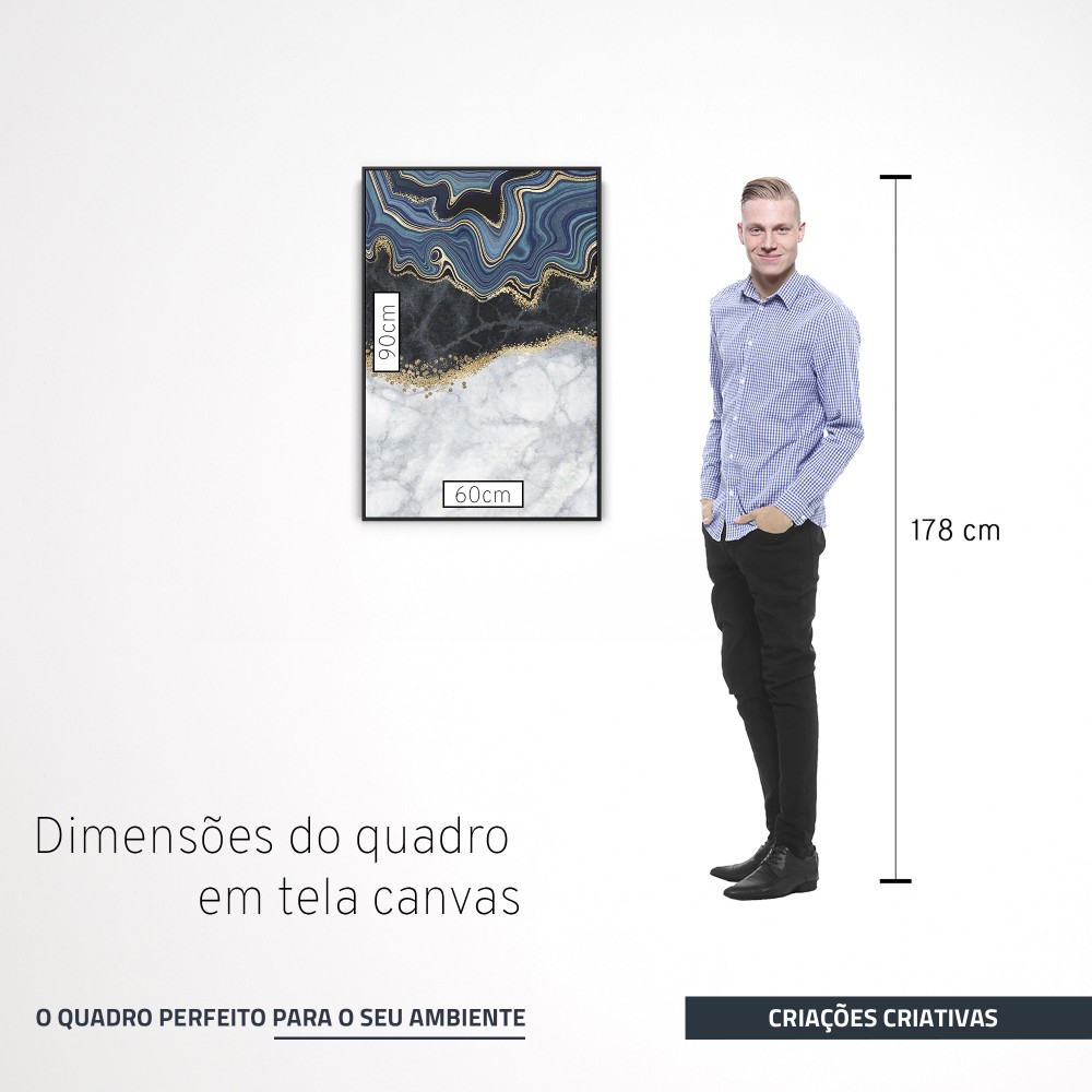 Quadro decorativo abstrato azul bege cinza e branco