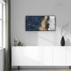 Quadro decorativo abstrato azul dourado preto e branco - versão panorâmica