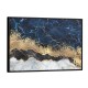 Quadro decorativo abstrato azul dourado preto e branco - versão paisagem