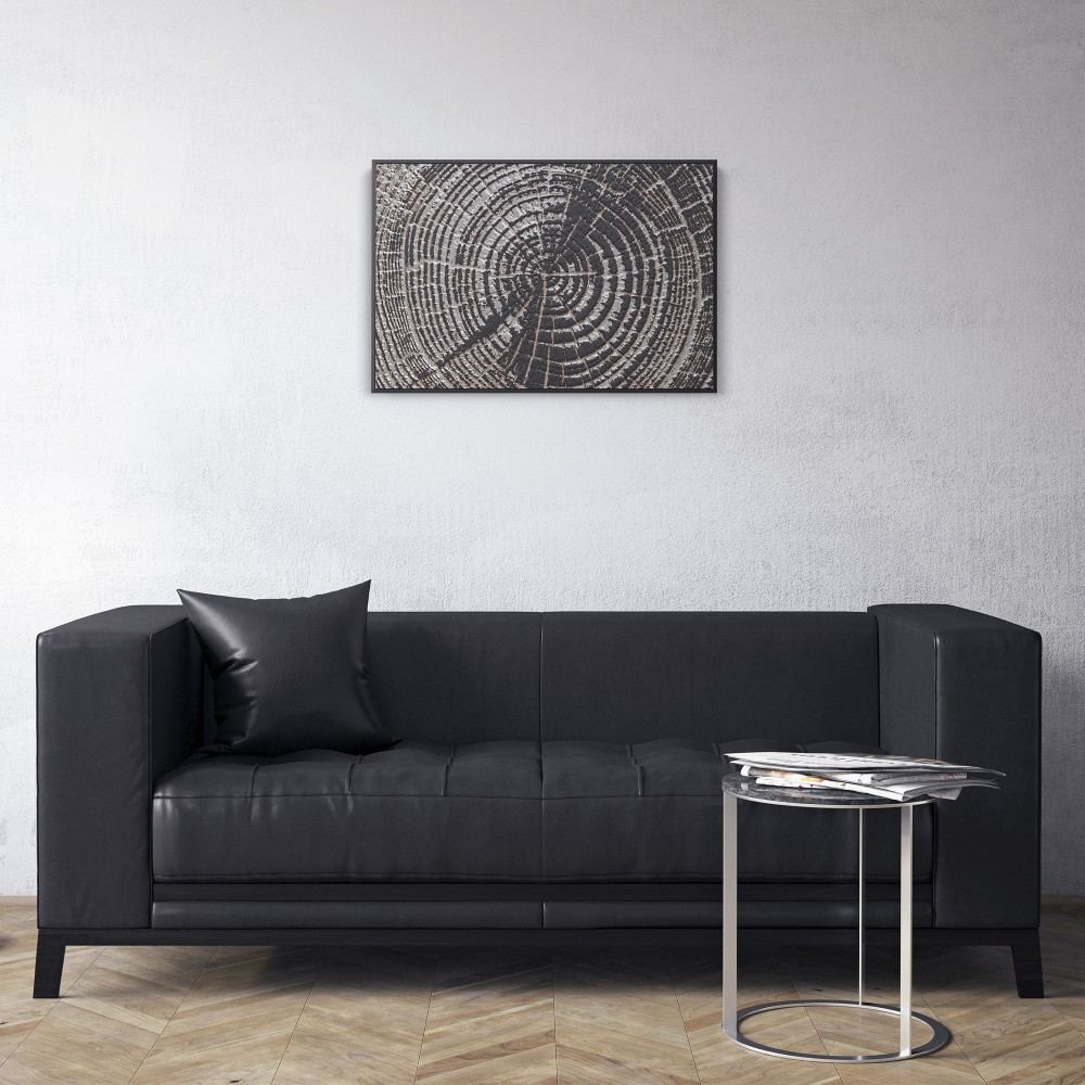 Quadro decorativo tronco abstrato em preto e cinza