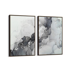 Quadro decorativo mármore prata - com 2 quadros