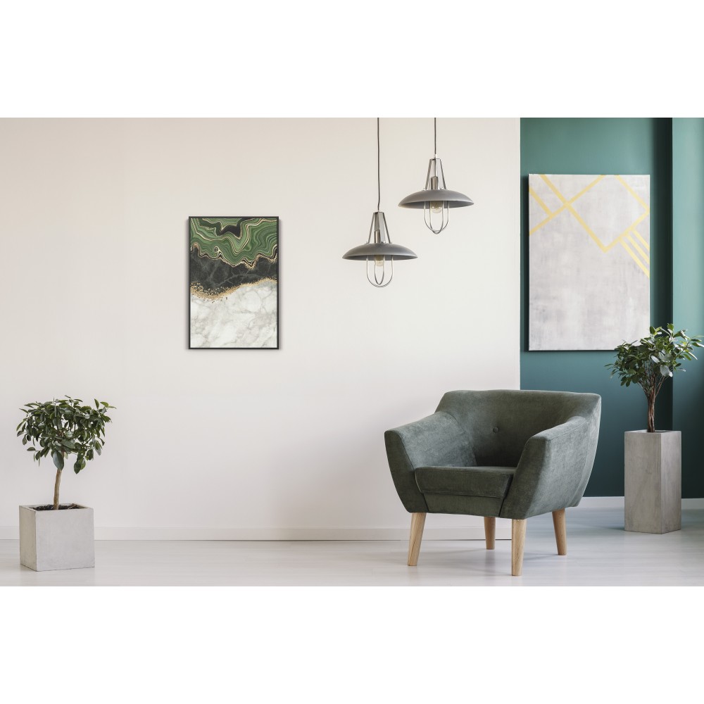 Quadro decorativo abstrato verde preto dourado e cinza Quadro decorativo abstrato verde preto dourado e cinza