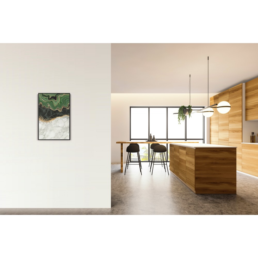 Quadro decorativo abstrato verde preto dourado e cinza Quadro decorativo abstrato verde preto dourado e cinza