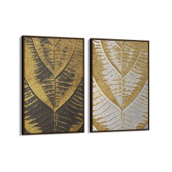 Quadro decorativo duo folhas abstratas - com 2 quadros