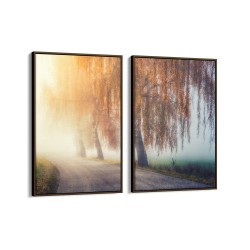 Quadro decorativo Árvores no outono - com 2 quadros