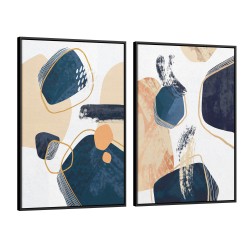 Quadro decorativo Duo Formas Orgânicas Azuis Quadro decorativo Duo Formas Orgânicas Azuis