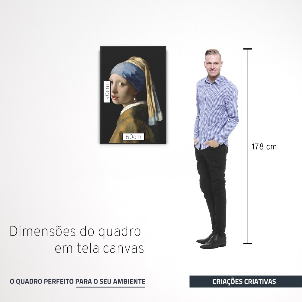 Quadro decorativo Moça com brinco de perola por Vermeer