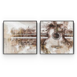 Quadro decorativo Violão e Piano Noir - com 2 quadros quadrados Quadro decorativo Violão e Piano Noir - com 2 quadros quadrados