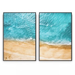 Quadro decorativo vista aérea da praia e mar - com 2 quadros Quadro decorativo vista aérea da praia e mar - com 2 quadros