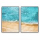 Quadro decorativo vista aérea da praia e mar - com 2 quadros