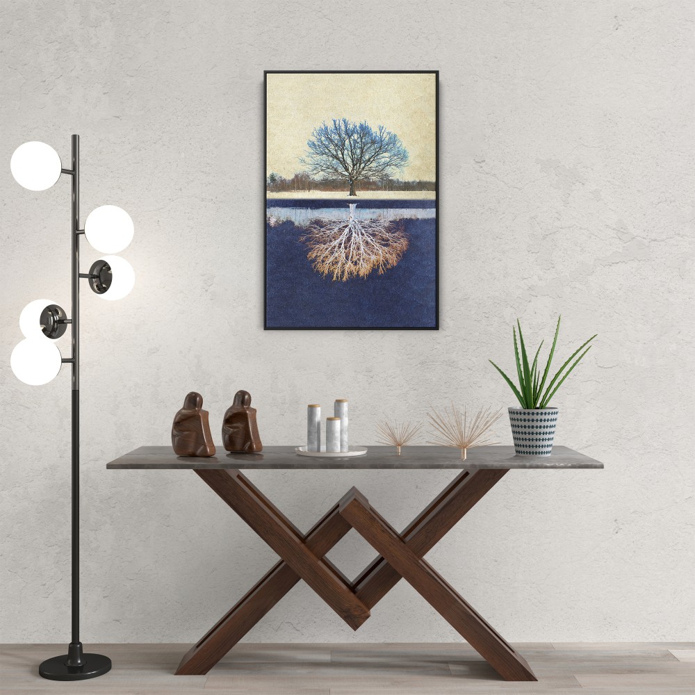 Quadro decorativo árvore estilizada e espelhada