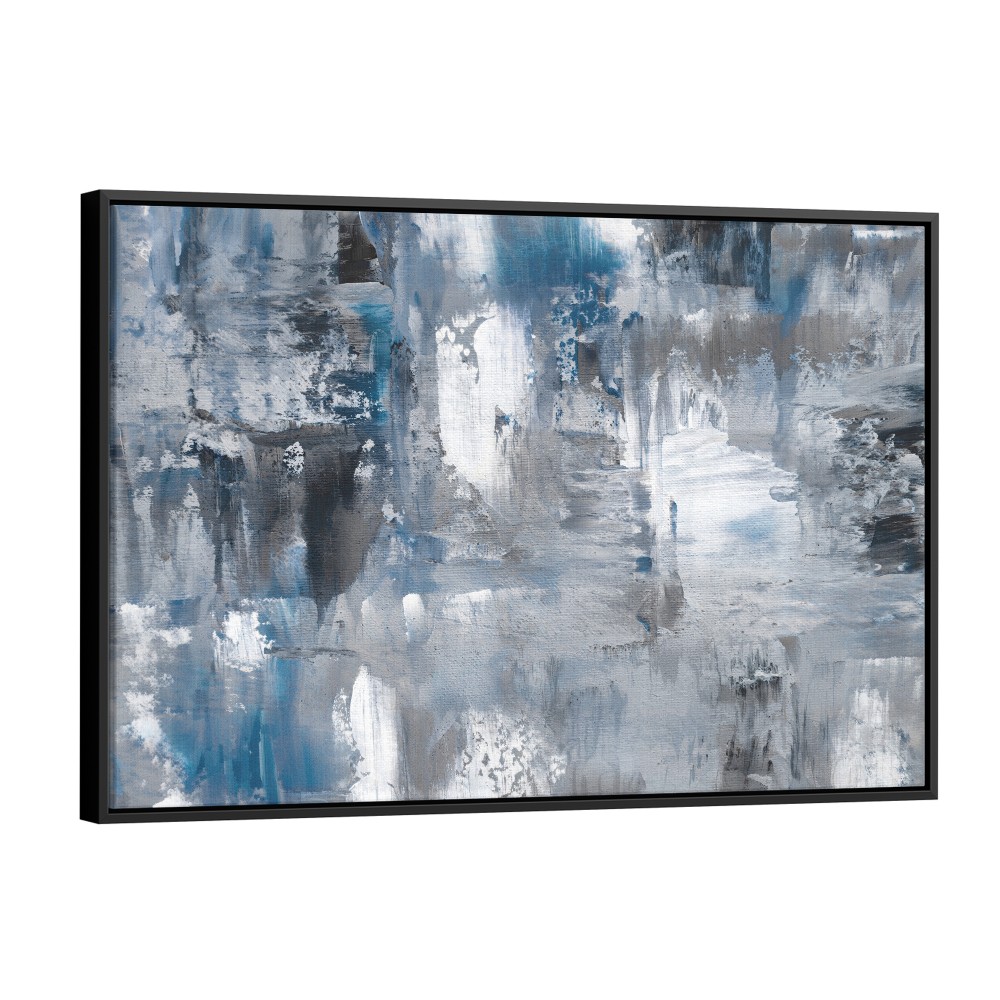 Quadro decorativo Abstrato Azul Cinza e Preto