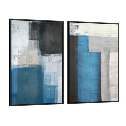 Quadro decorativo duo tons de azul cinza e preto - com 2 quadros