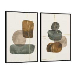 Quadro decorativo aquarela abstrata - com 2 quadros Quadro decorativo aquarela abstrata - com 2 quadros