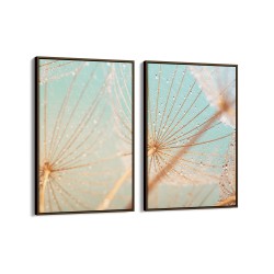 Quadro decorativo dente de leão molhado - com 2 quadros