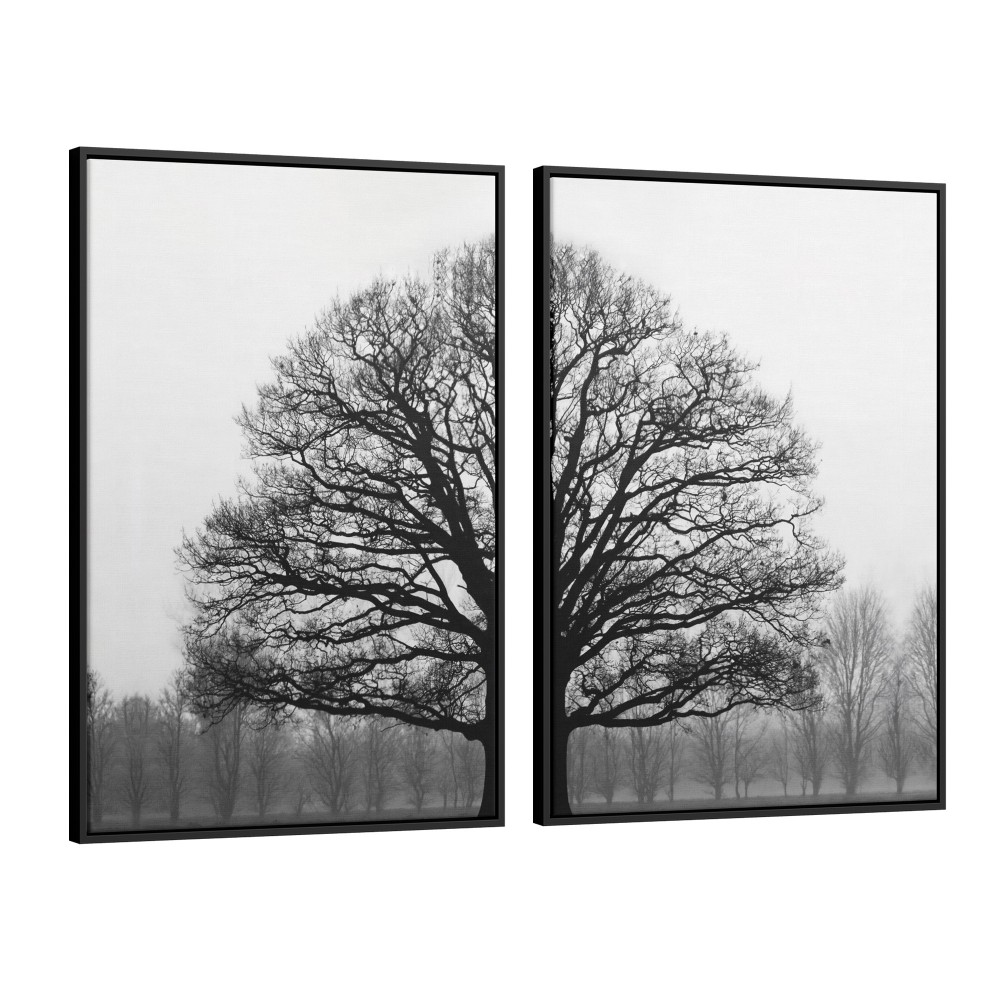 Quadro decorativo Árvore em preto e branco - com 2 quadros