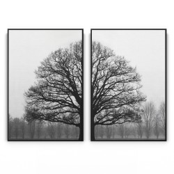 Quadro decorativo Árvore em preto e branco - com 2 quadros Quadro decorativo Árvore em preto e branco - com 2 quadros
